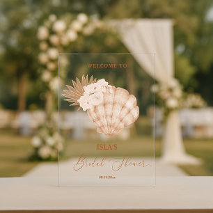 Boho Beach Seashell Bridal Shower Welcome Acrylic Sign