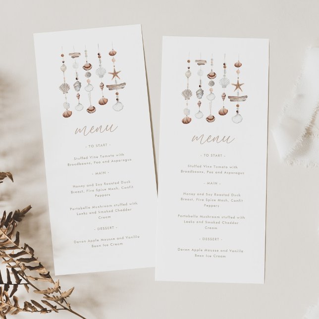 Boho Beach Shell Baby Shower Flat Menu (Creator Uploaded)