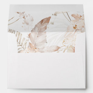 Boho Beach Tropical Beige Floral Envelope