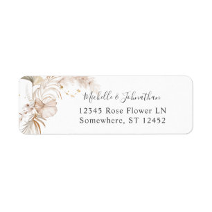 Boho Beach Tropical Beige Floral Return Address 1b