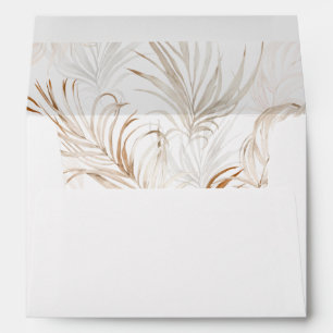 Boho Beach Tropical Beige Leaves Envelope