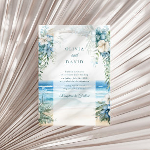 Boho Beach Watercolor Floral Arch Wedding Invitation