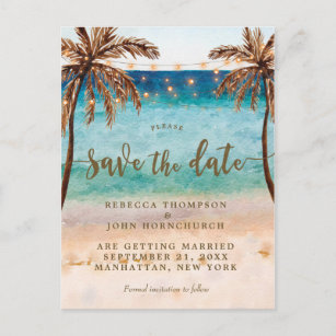Beach Wedding Save The Date Postcards Zazzle Uk