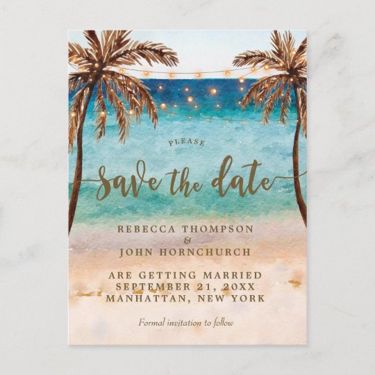 Boho Beach Wedding Save The Date Postcard Zazzle Co Uk