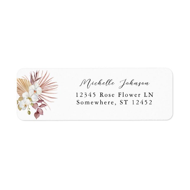 Boho Beach White Floral Return Address Label (Front)