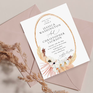 Boho Beach White Floral Wedding Invitation