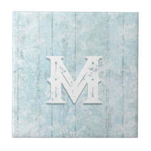 Boho Beach Wood Rustic Monogram Coastal Modern Tile