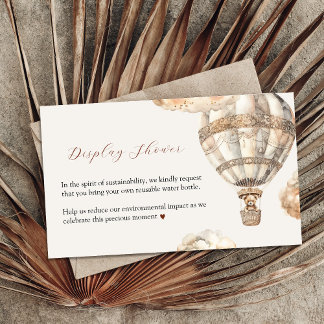 Boho Bear Air Balloon Baby Shower Enclosure Card