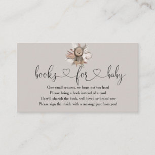 Boho Bear Baby Shower Books For Baby Enclosure Card