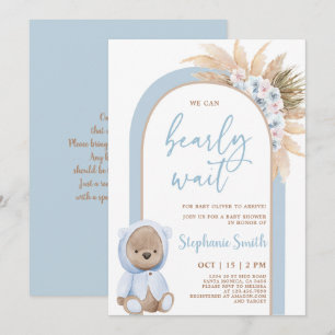 Boho Bear Baby Shower Boy Invitation