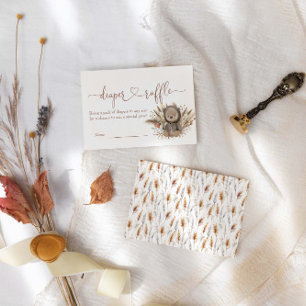 Boho Bear Baby Shower Diaper Raffle Enclosure Card