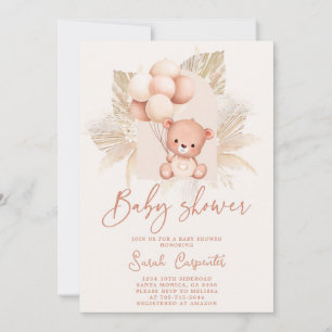 Boho Bear Baby Shower Invitation