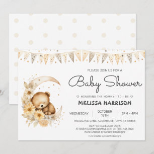 Boho Bear Baby Shower Invitation