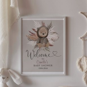 Boho Bear Baby Shower Welcome Poster