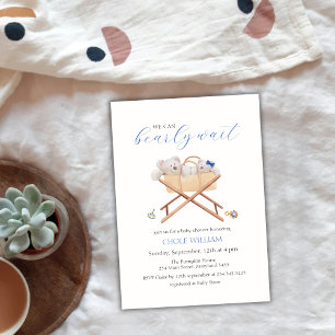 Boho Bear Bassinet Toy Boy Baby Shower Invitation