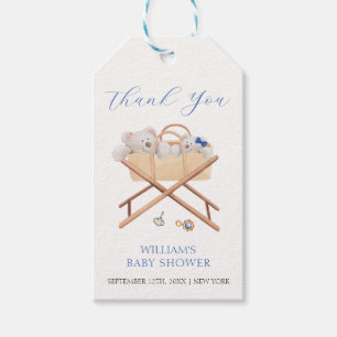 Boho Bear Bassinet Toy Boy Baby Shower Thank You Gift Tags