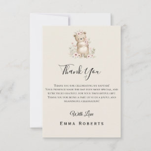 Boho Bear Bee Woodland Baby Shower Thank You Card