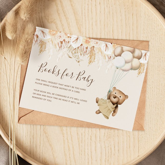 Boho Bear Book Request Baby Shower Enclosure Card (Creator Uploaded)