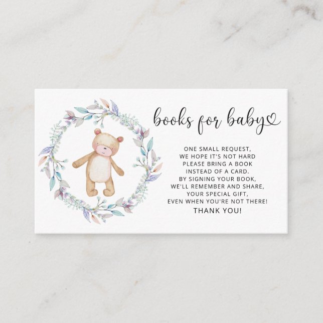 Boho bear books for baby ticket enclosure card (Front)