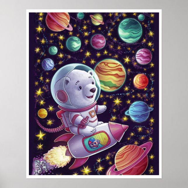 Boho Bear Browsing Space Poster (Front)