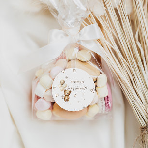 Boho Bear Cub Baby Shower Favour Classic Round Sticker