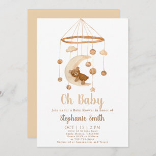 Boho Bear Mobile Baby Shower Invitation