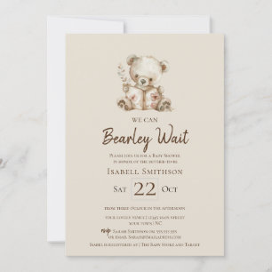 Boho Bearly Wait Photo Baby Shower  Invitation