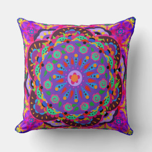 Boho Beauty   Purple and Pink Floral Cushion