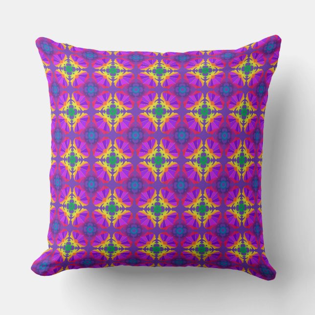 Boho Beauty | Purple and Yellow Pattern Cushion (Front)