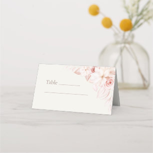 Boho Beige and Pink Floral Wedding Place Card
