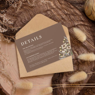 Boho Beige Botanical Wedding Details Card