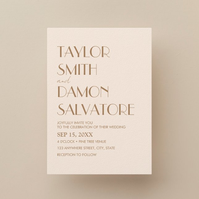Boho Beige Brown Earth Tones Bold Retro Wedding Invitation (Creator Uploaded)