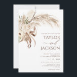 Boho Beige Brown Floral Pampas Grass Wedding Invitation<br><div class="desc">Boho Beige Brown Floral Pampas Grass Wedding Invitation Rustic but with a modern twist, beige and brown floral arrangement with pampas grass wedding invitation. This design also features the couple's photo and additional information on the back. This bohemian floral and pampas grass wedding invitation is ideal for a couple looking...</div>