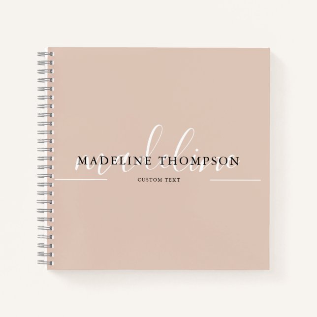 Boho Beige Calligraphy Script Notebook (Front)