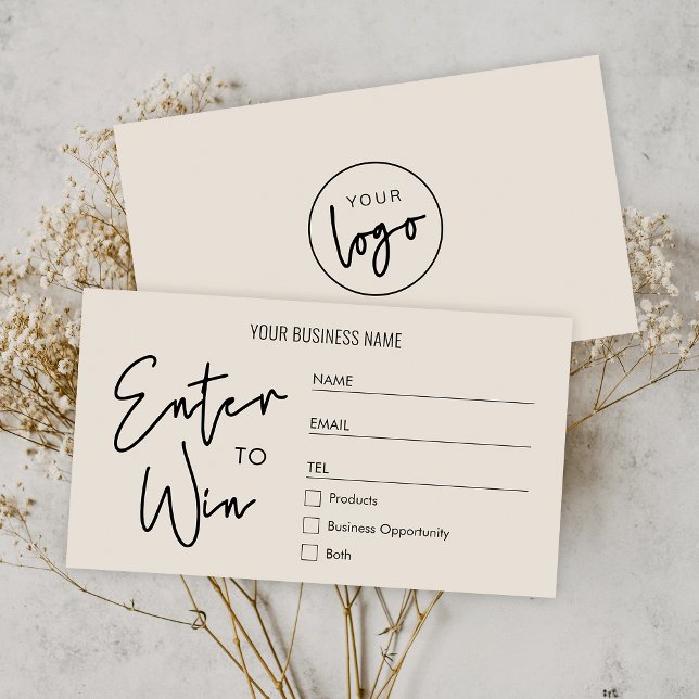Boho Beige Company Logo Raffle Enter to Win Ticket (Boho raffle tickets in beige with space for your business logo on the back)
