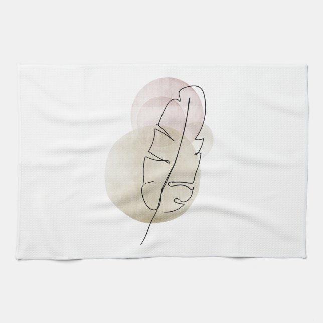 Boho beige feather tea towel (Horizontal)