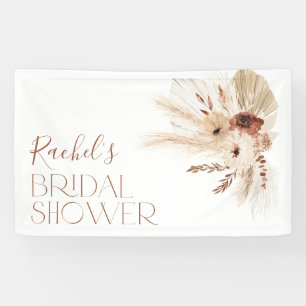 Boho Beige Floral Bridal Shower Backdrop Banner