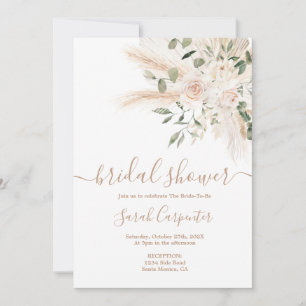 Boho Beige floral Bridal Shower Invitation