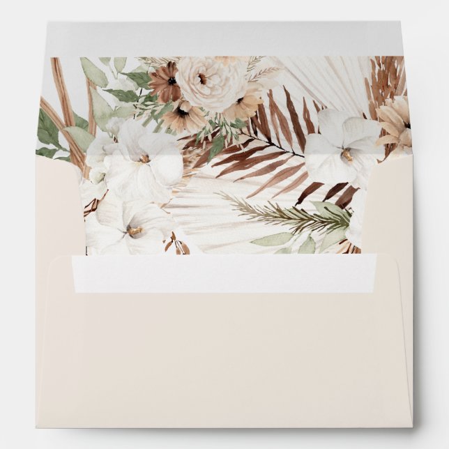 Boho beige flower wedding envelopes (Back (Bottom))