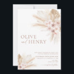 Boho Beige Flowers Pampas Wedding Invitation OLIVE<br><div class="desc">The OLIVE suite | A Boho begie pink floral wedding design for your boho rustic wedding day. Matching items available. .</div>
