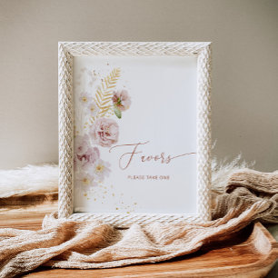 Boho beige gold garden floral Favors Poster