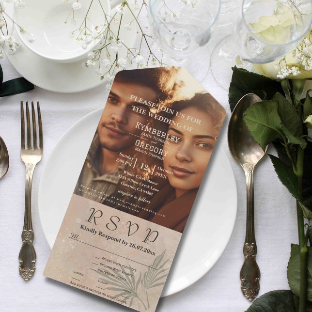 Boho Beige Green Abstract Shape Minimalist Website All In One Invitation (Creator Uploaded)