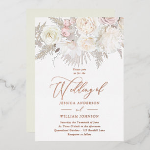 Boho Beige Ivory Blush Floral Wedding Rose Gold