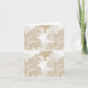 Boho Beige Jungle Animals Safari Chinoiserie Card