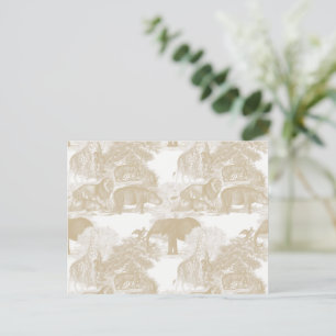 Boho Beige Jungle Animals Safari Chinoiserie Postcard