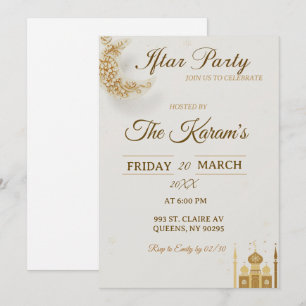 Boho Beige Minimalist Mosque Ramadan Iftar Party  Invitation