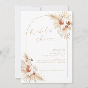 Boho Beige Pampas Grass Bridal Shower Invitation