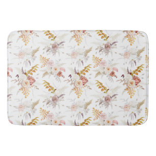 Boho Beige, Pampas Grass Terracotta Watercolour We Bath Mat