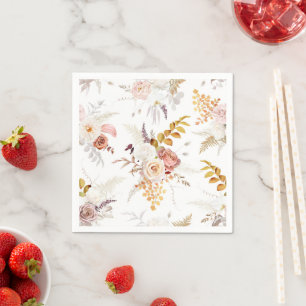Boho Beige, Pampas Grass Terracotta Watercolour We Napkin