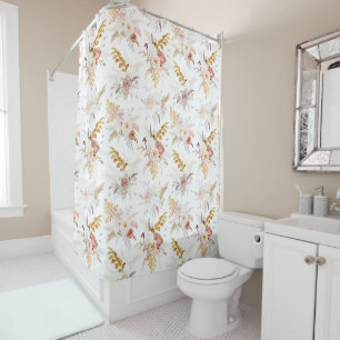 Boho Beige, Pampas Grass Terracotta Watercolour We Shower Curtain